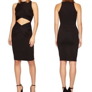 Susana Monaco Revolve Black Dress Sz S Wrap Front Cutout LBD Wedding Prom B2